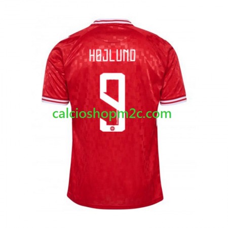 Danimarca Hojlund 9 Maglia Prima Euro 2024 Manica Corta